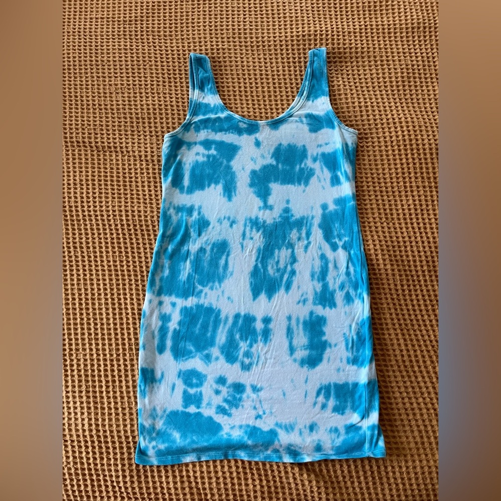 Blue Tie-Dye Tank Dress